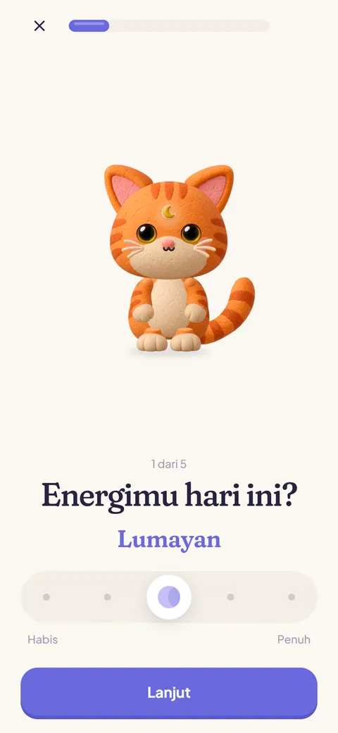 Cek badan harian yang menanyakan seberapa berenergi kamu.