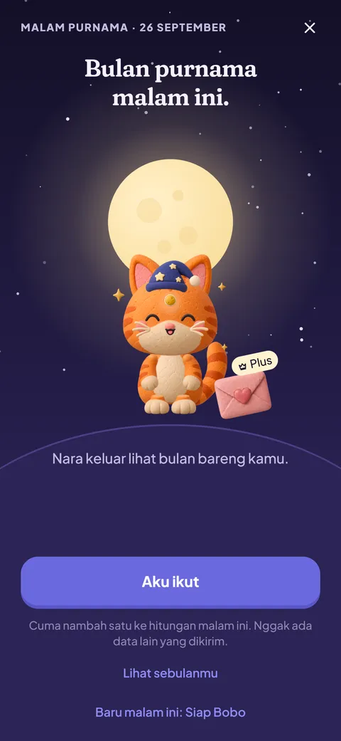 Malam Purnama: Nara di atas bukit di bawah bulan purnama.
