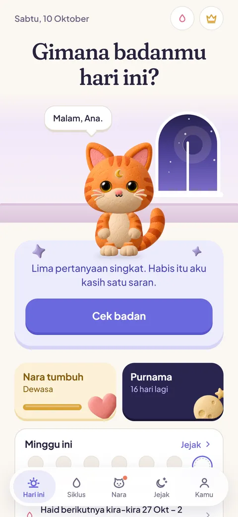 Cek badan harian yang menanyakan seberapa berenergi kamu.
